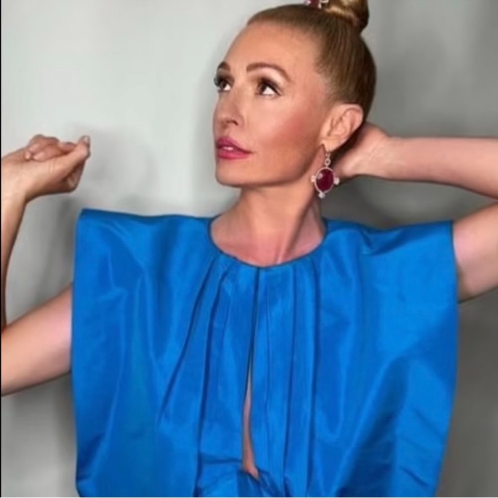 Zara Electric Blue Pleated Cape Tie-Front Mini Dress - Picture 7 of 8